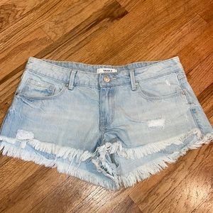 Forever 21 light washed denim distressed shorts, size 27. In good used condition